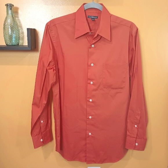 Croft & Barrow Orange Button Down Long Sleeve Single Breast Pocket Shirt Size S - Picture 4 of 9